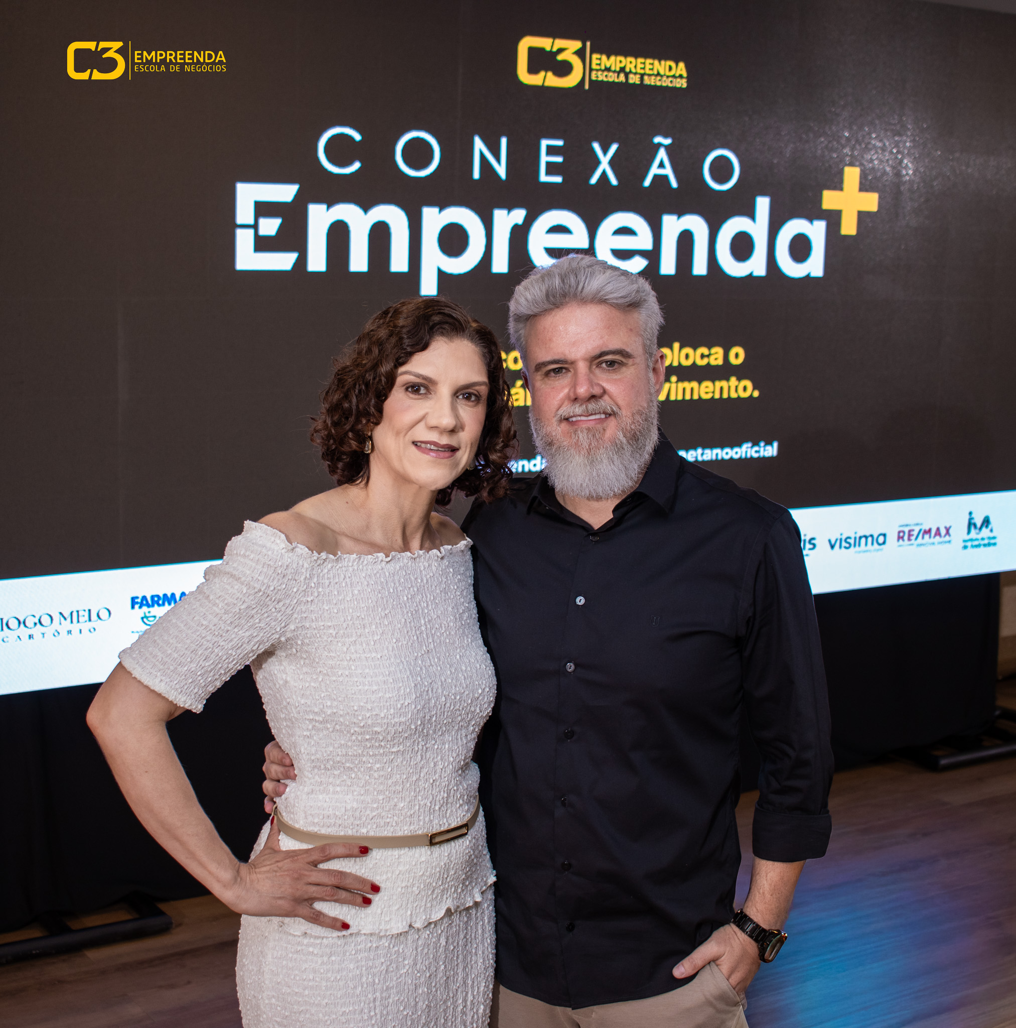 Guto e Edileia Caetano no evento Conexão Empreenda+ da C3 Empreenda